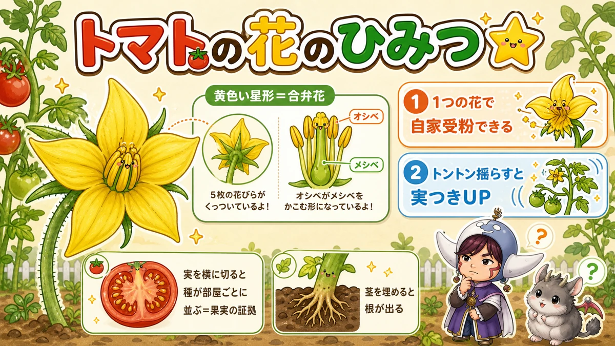 トマトの花のつくり