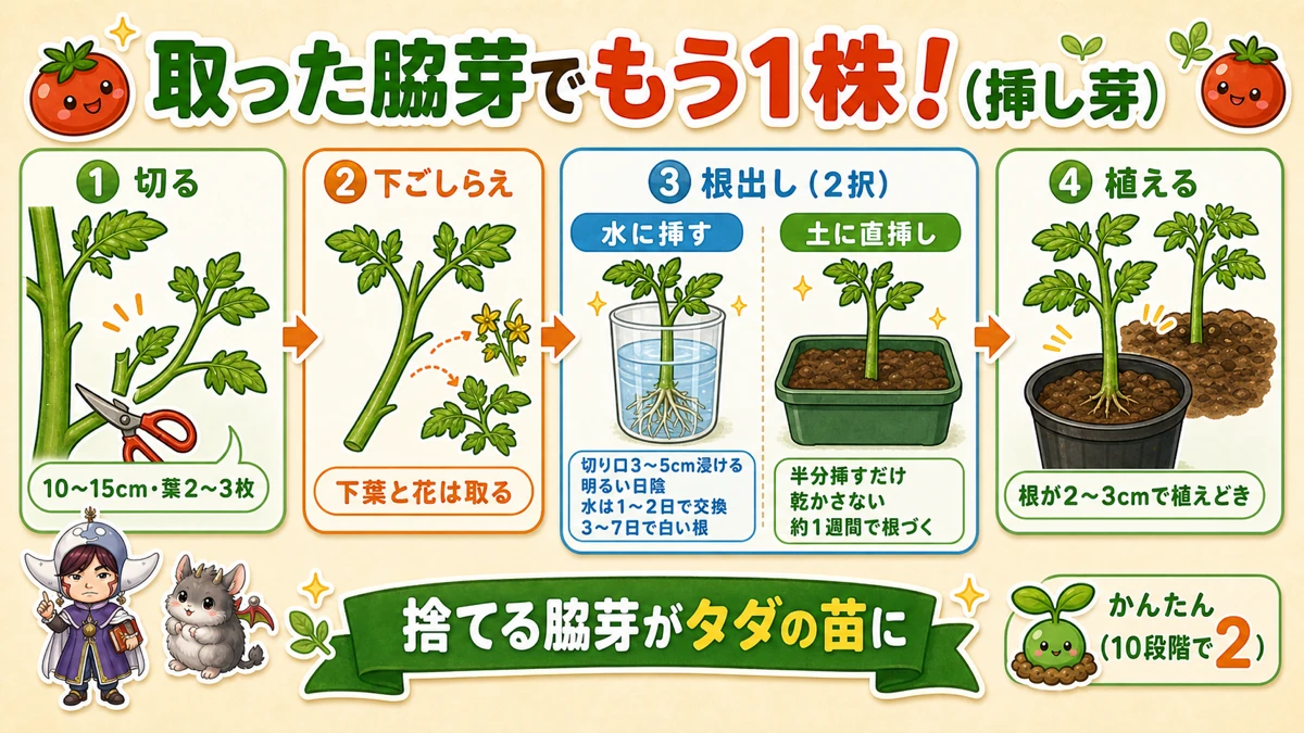 脇芽の挿し芽の手順