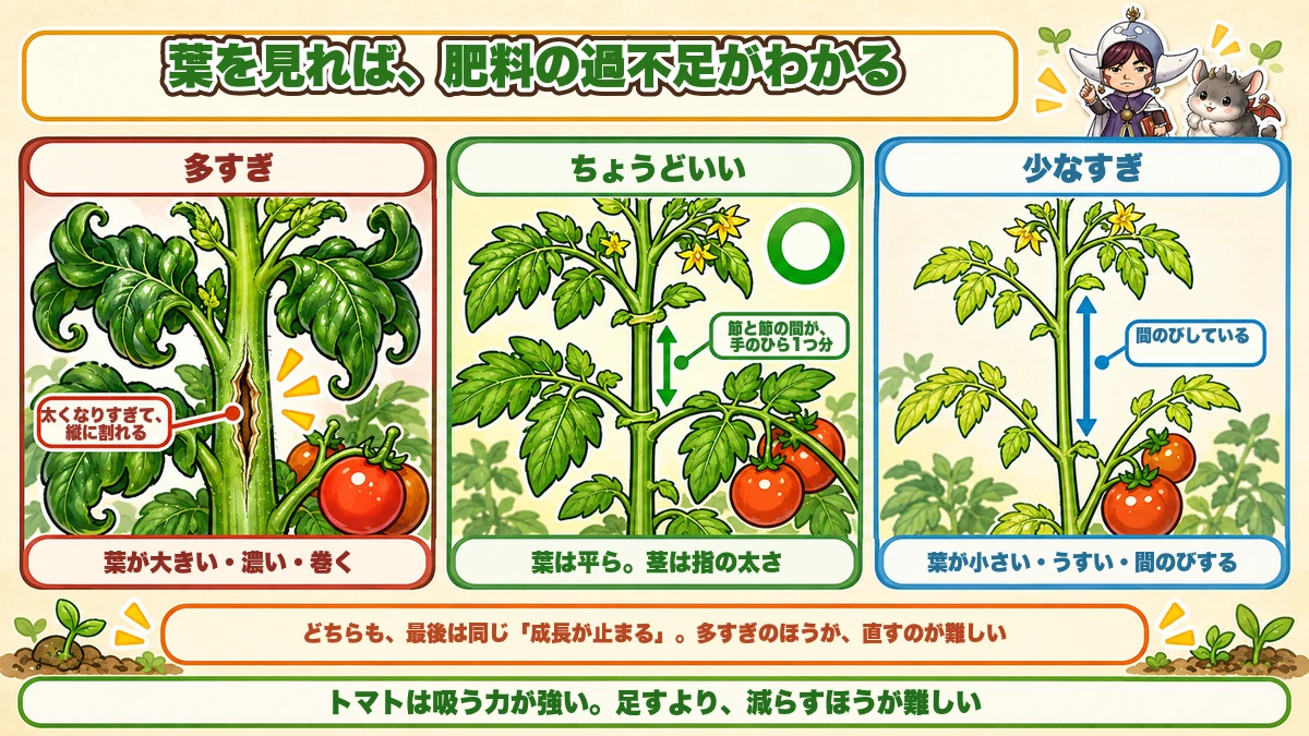 肥料の多い少ないは葉でわかる