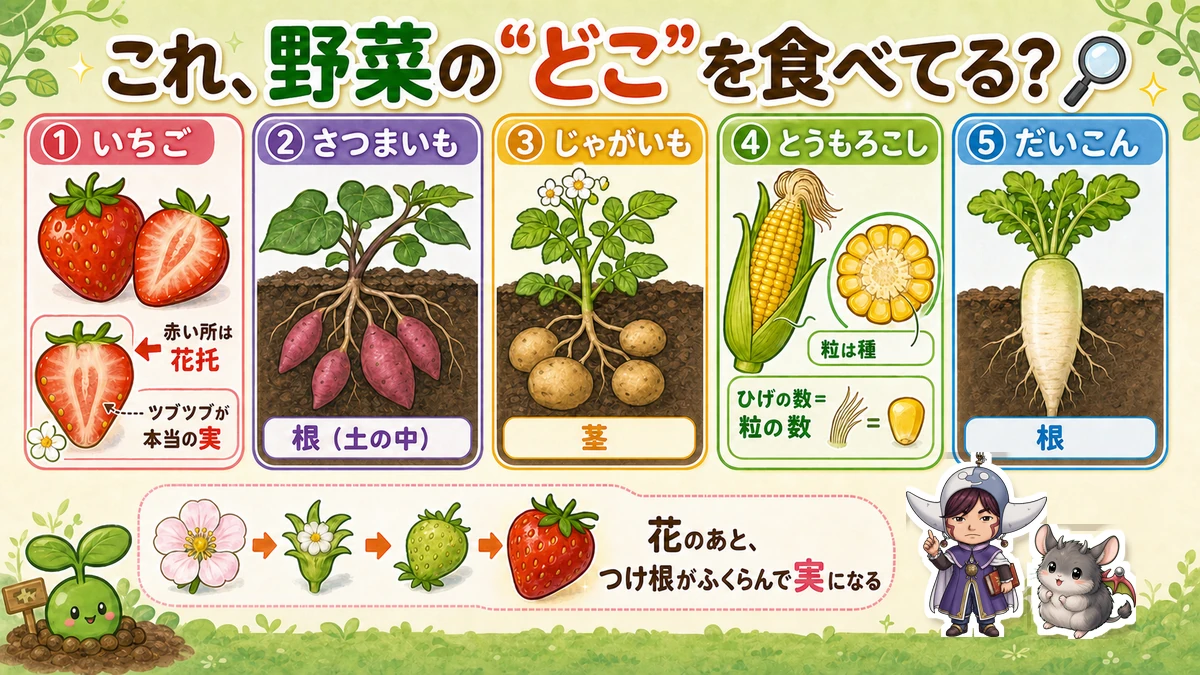 どこを食べてる？野菜の食べる部位クイズ