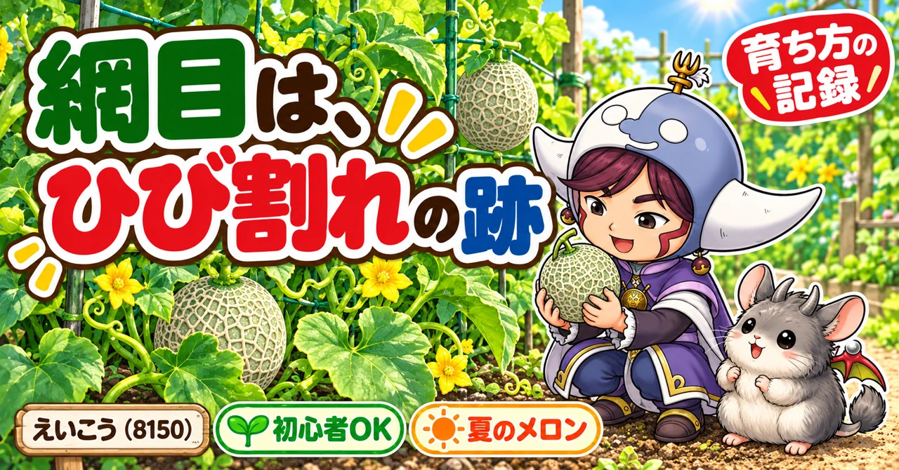メロンの網目は、ひび割れの跡です🍈 実が急に太った証拠