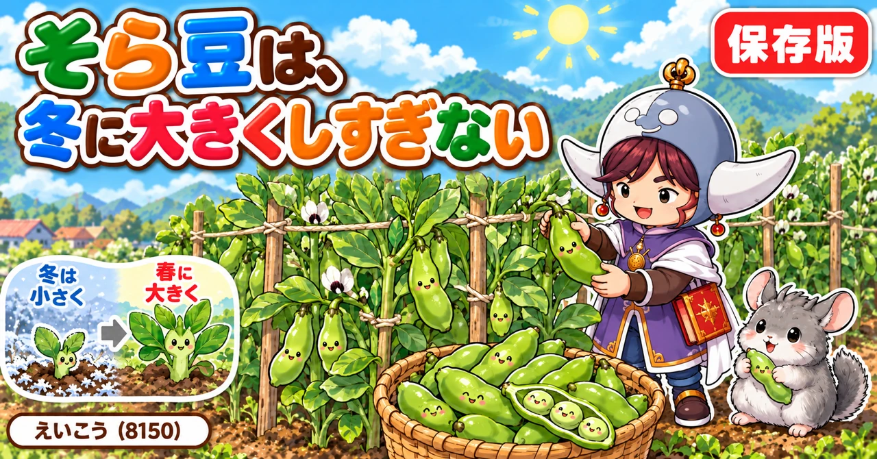 そら豆の育て方｜まき時、植えつけ、冬越し、摘心と脇芽、追肥、アブラムシ、収穫