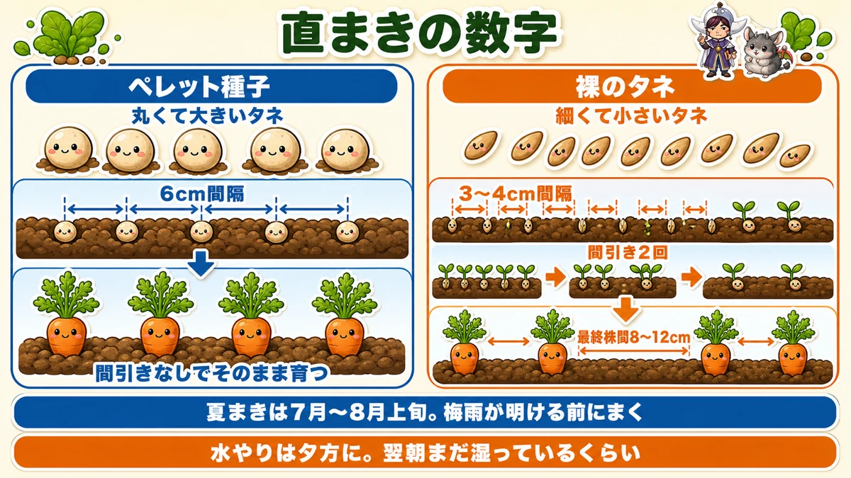 直まきの数字 ペレット種子と裸のタネ