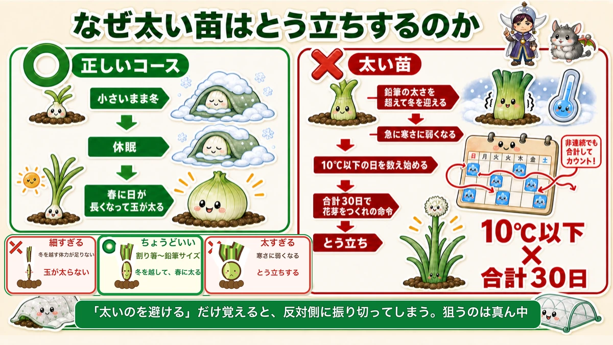 10℃以下が合計30日でとう立ちのスイッチが入る