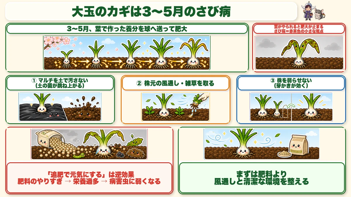 大玉のカギは3〜5月のさび病