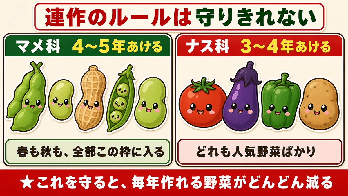 マメ科は4〜5年、ナス科は3〜4年あけるルール