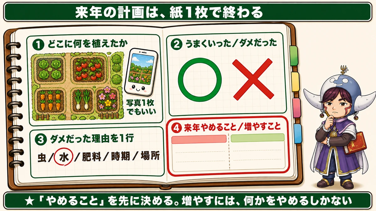 来年の計画を紙1枚で決める4つの記入欄