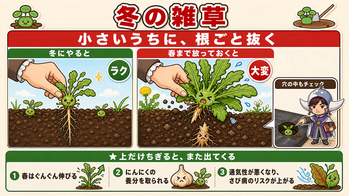 冬のうちに根ごと抜く