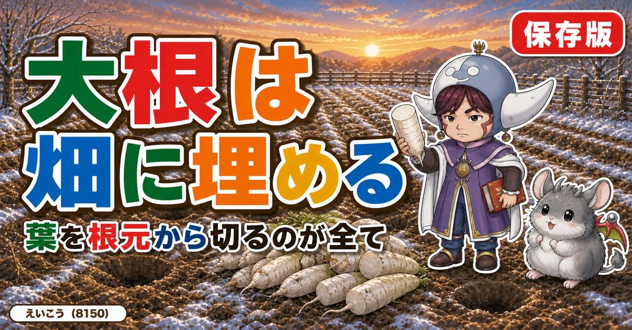 大根は畑に埋めて保存します🔵
