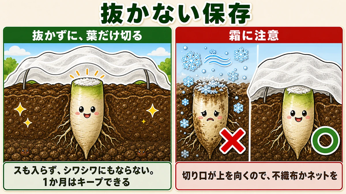 抜かずに葉だけ切る保存方法
