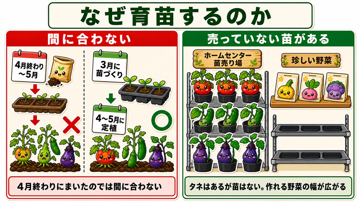 3月から始めないと間に合わない、珍しい野菜は苗が売っていない