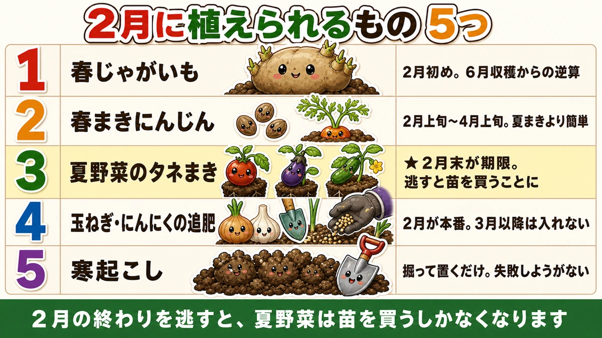 2月に植えられる5つ