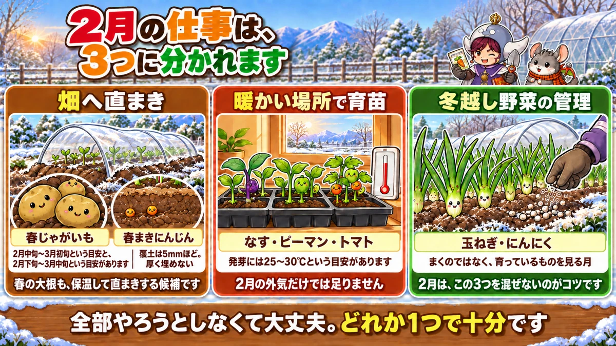 直まきと育苗と冬越し管理