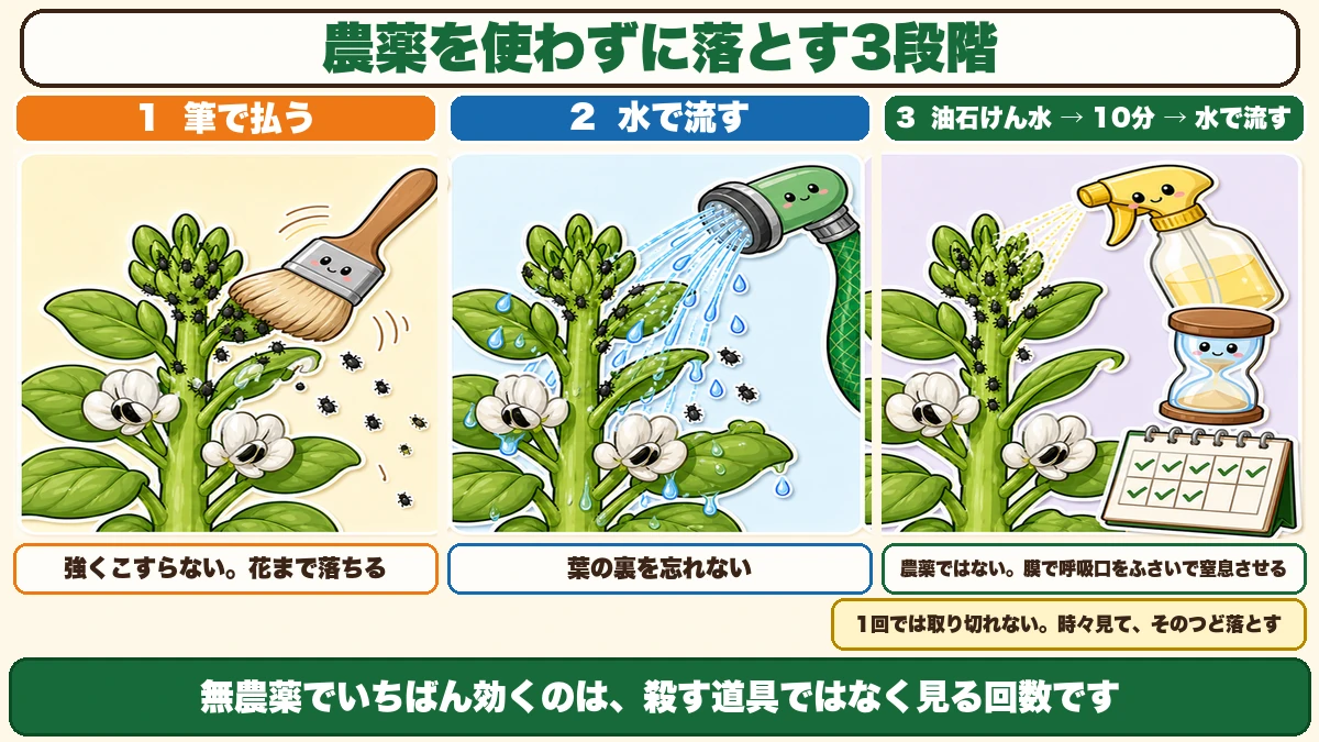 筆・水・油石けんの3段階