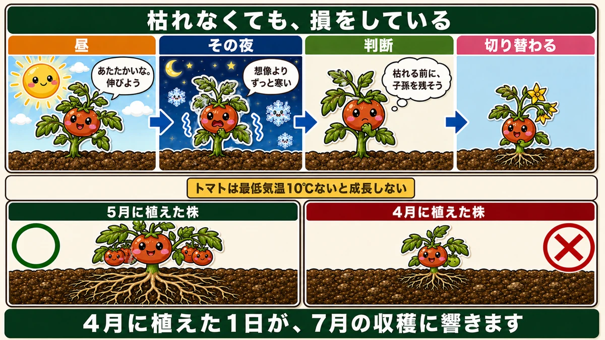 4月に植えると根張りが浅くなるしくみ