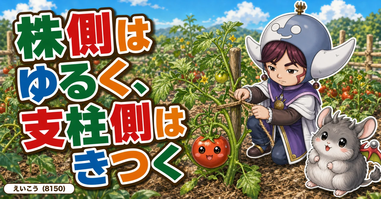 株側はゆるく、支柱側はきつく🌿