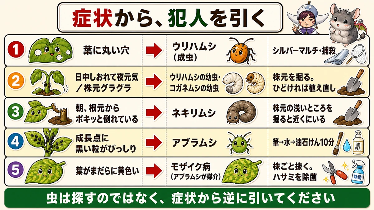 症状から犯人を引く早見表5つ