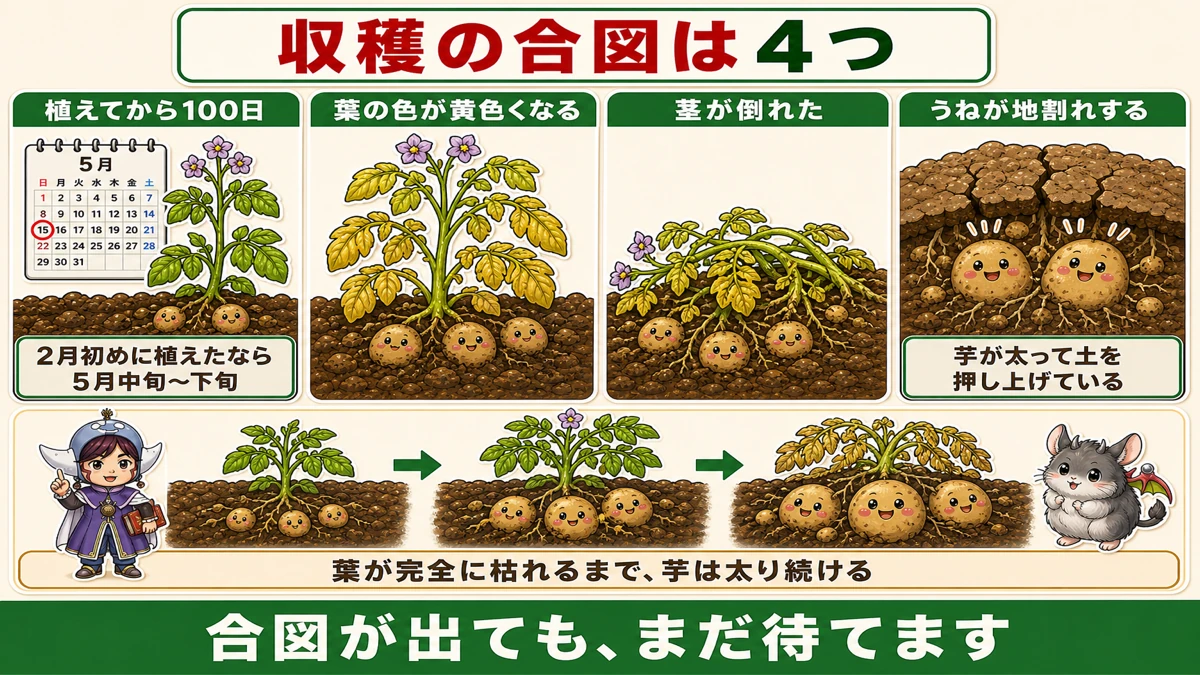 じゃがいも収穫の合図4つ