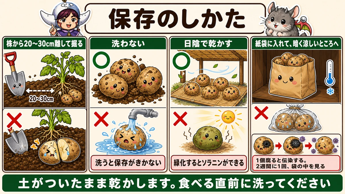 じゃがいも保存の手順4つ