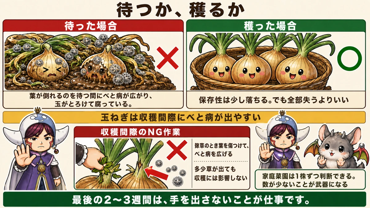 べと病と収穫時期のにらみ合い