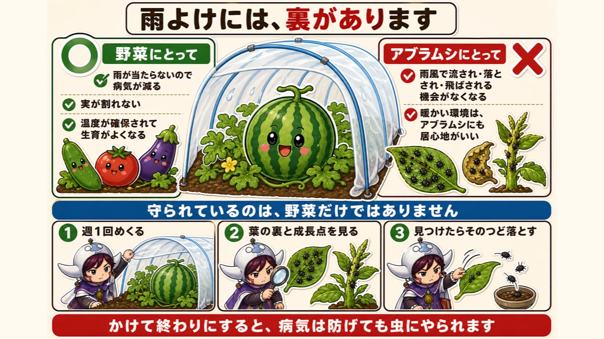 雨よけの利点とアブラムシが増える理由