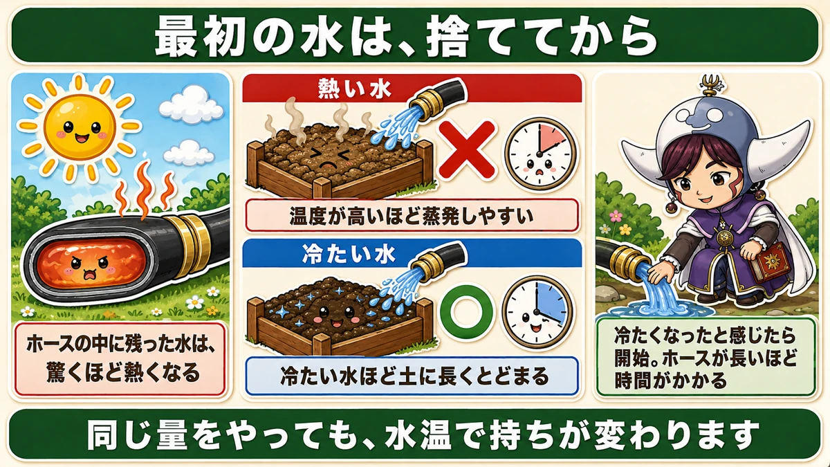 ホースの最初の水