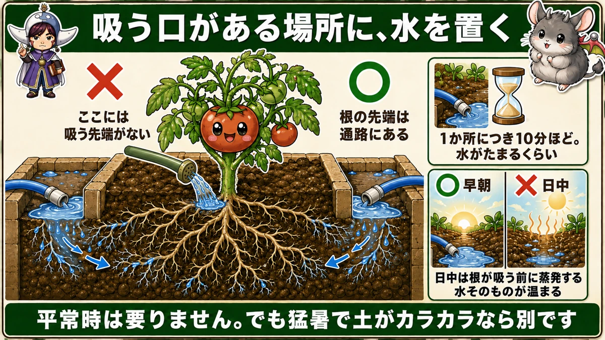 水は通路にやる