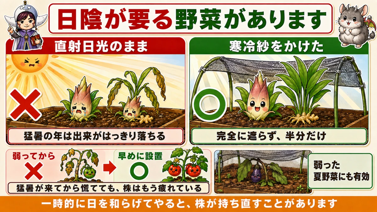 寒冷紗で半日陰
