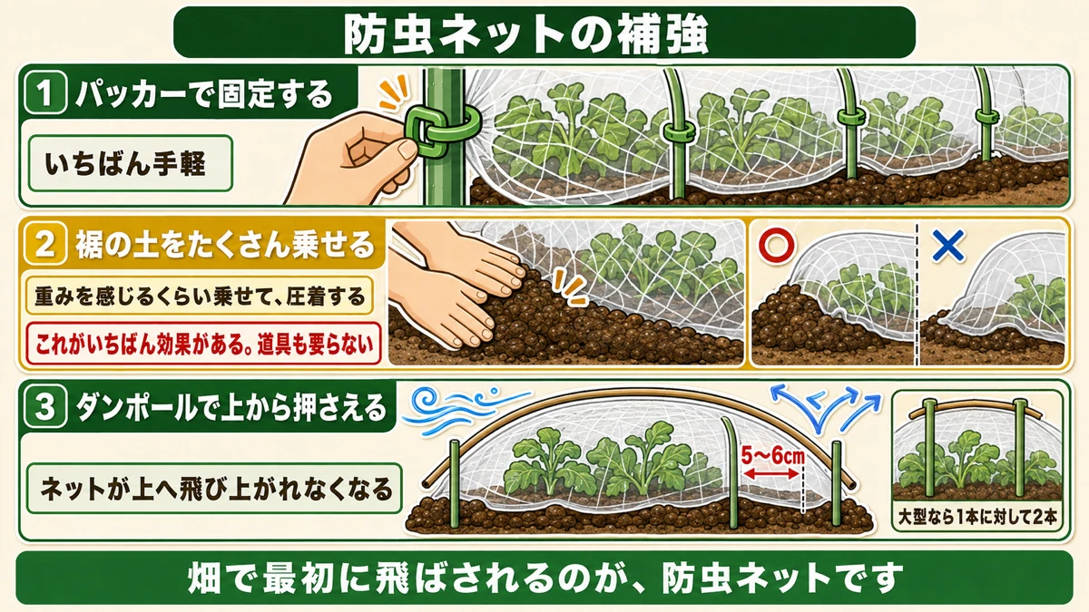 ネットの補強3段階