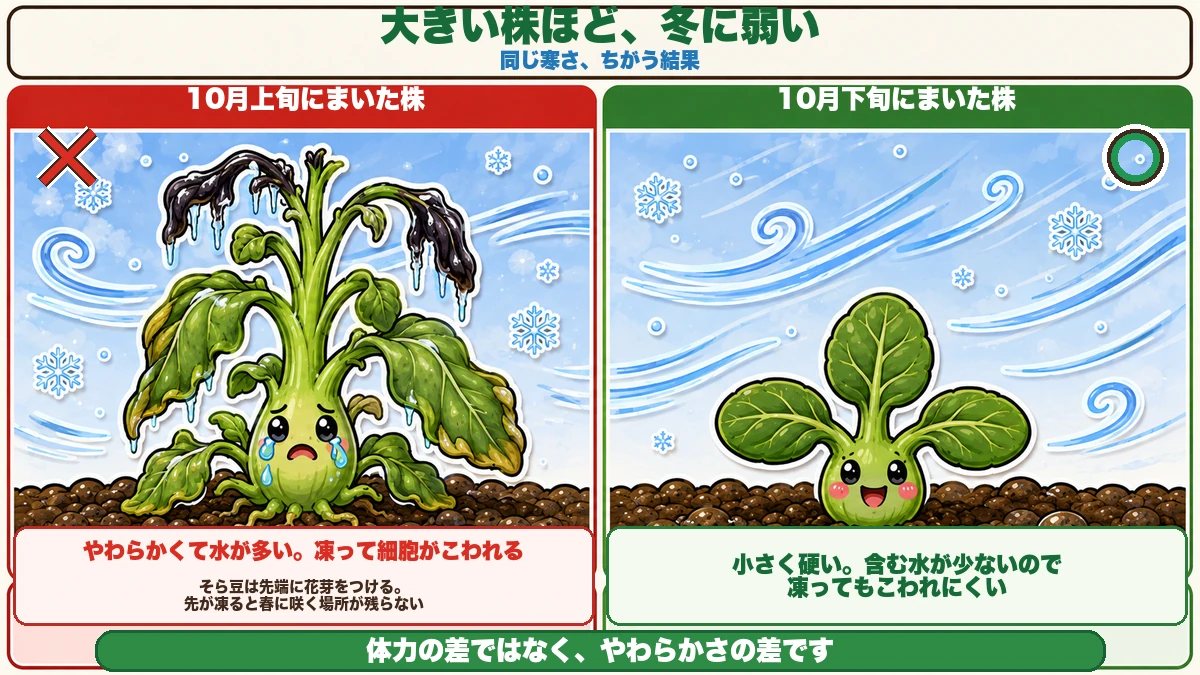 大きいほど枯れる