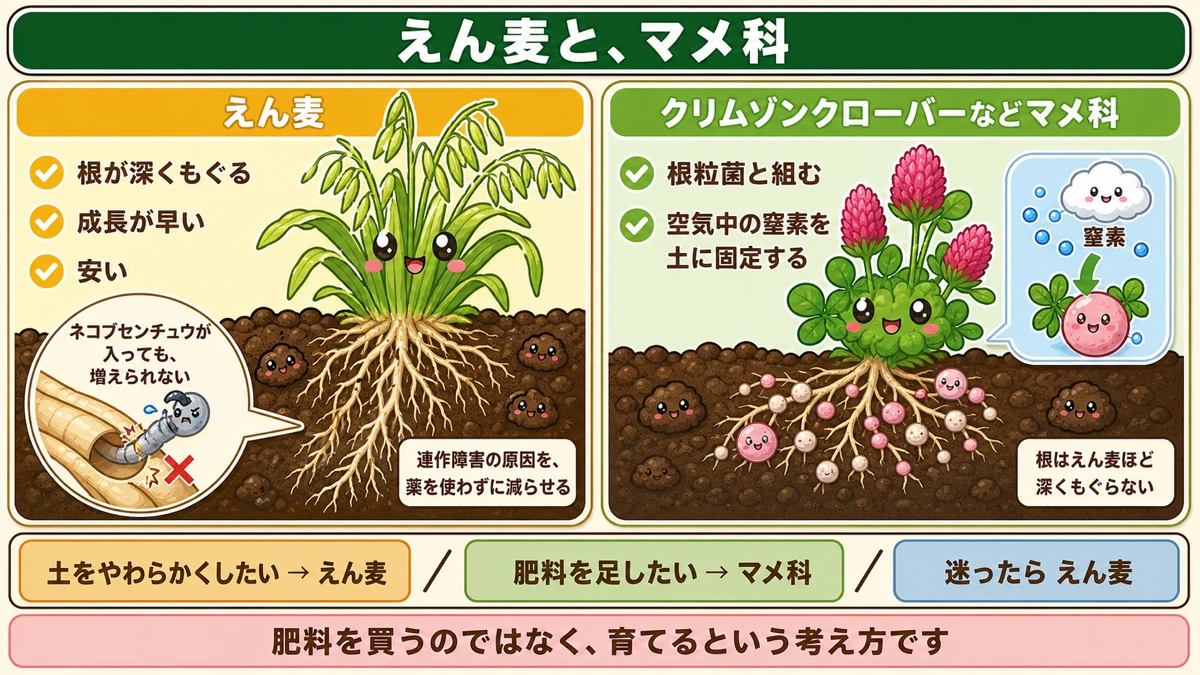 えん麦とクローバー