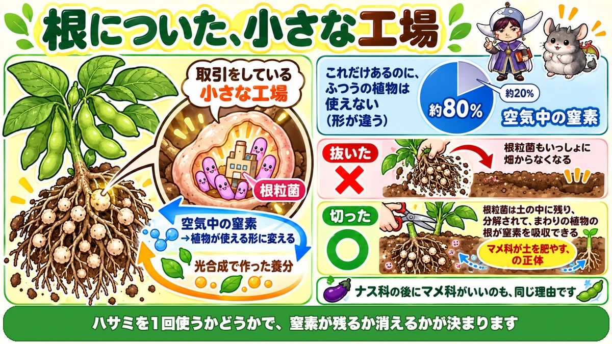 枝豆の根にある根粒菌のはたらき
