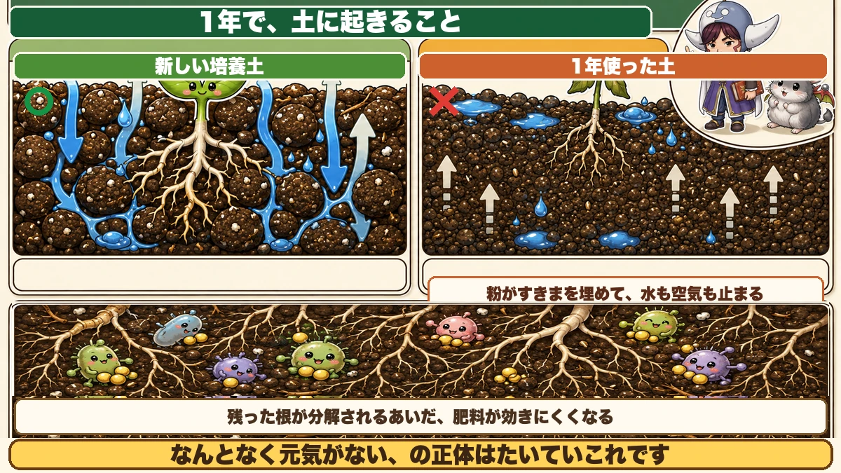 古い土で起きていること