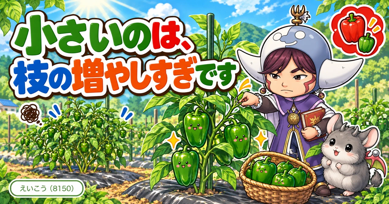 ピーマンが小さいのは、枝の増やしすぎです🫑 片方を摘むだけ