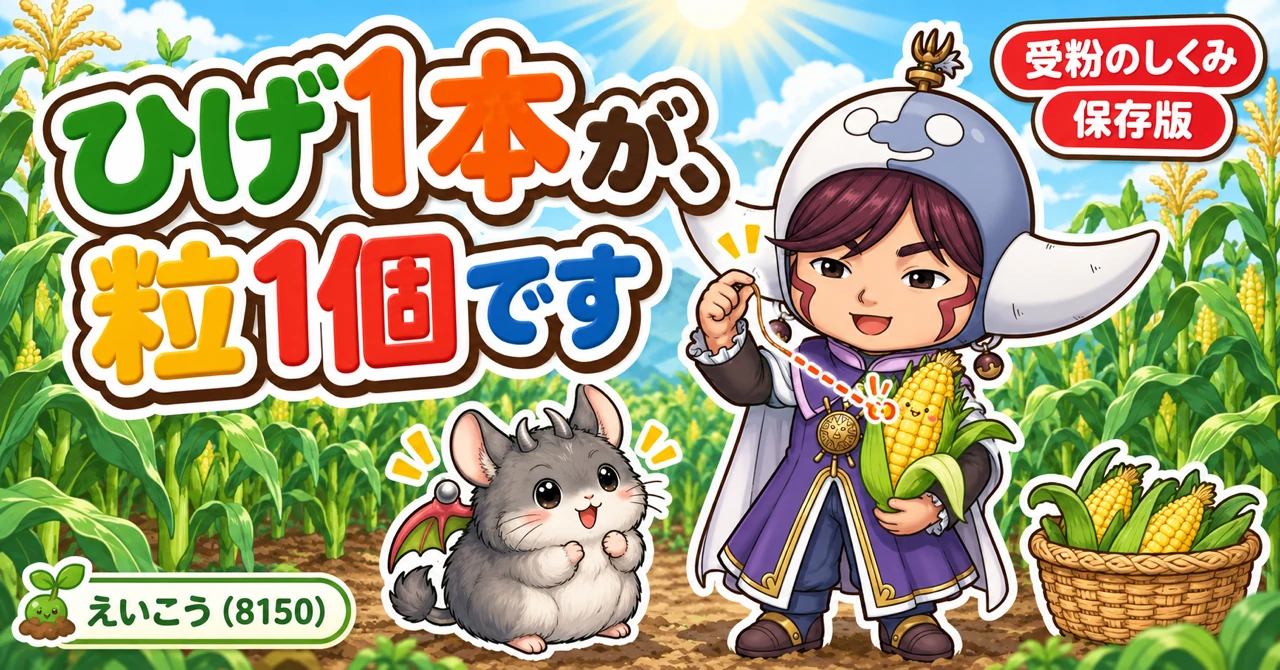 ひげ1本が、粒1個です🌽 スカスカは受粉の失敗でした