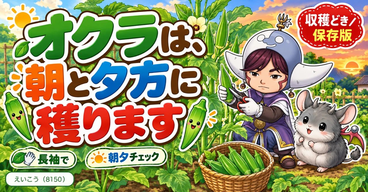 オクラは朝と夕方、2回穫ります🌿 1日で硬くなるからです