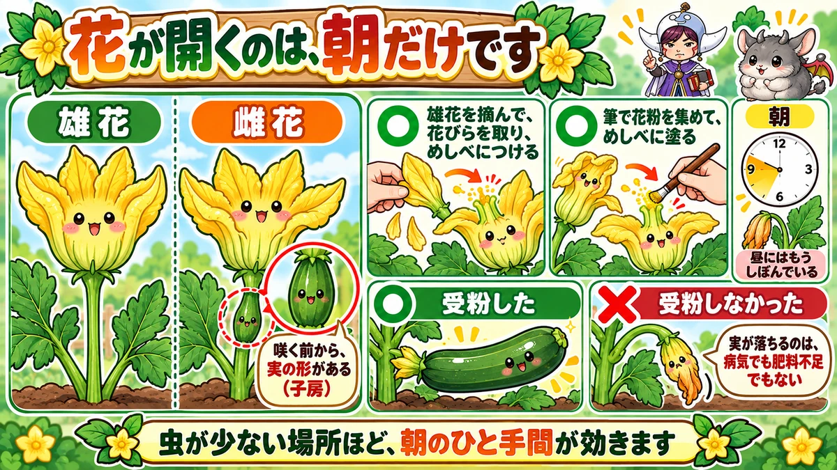 朝の人工授粉