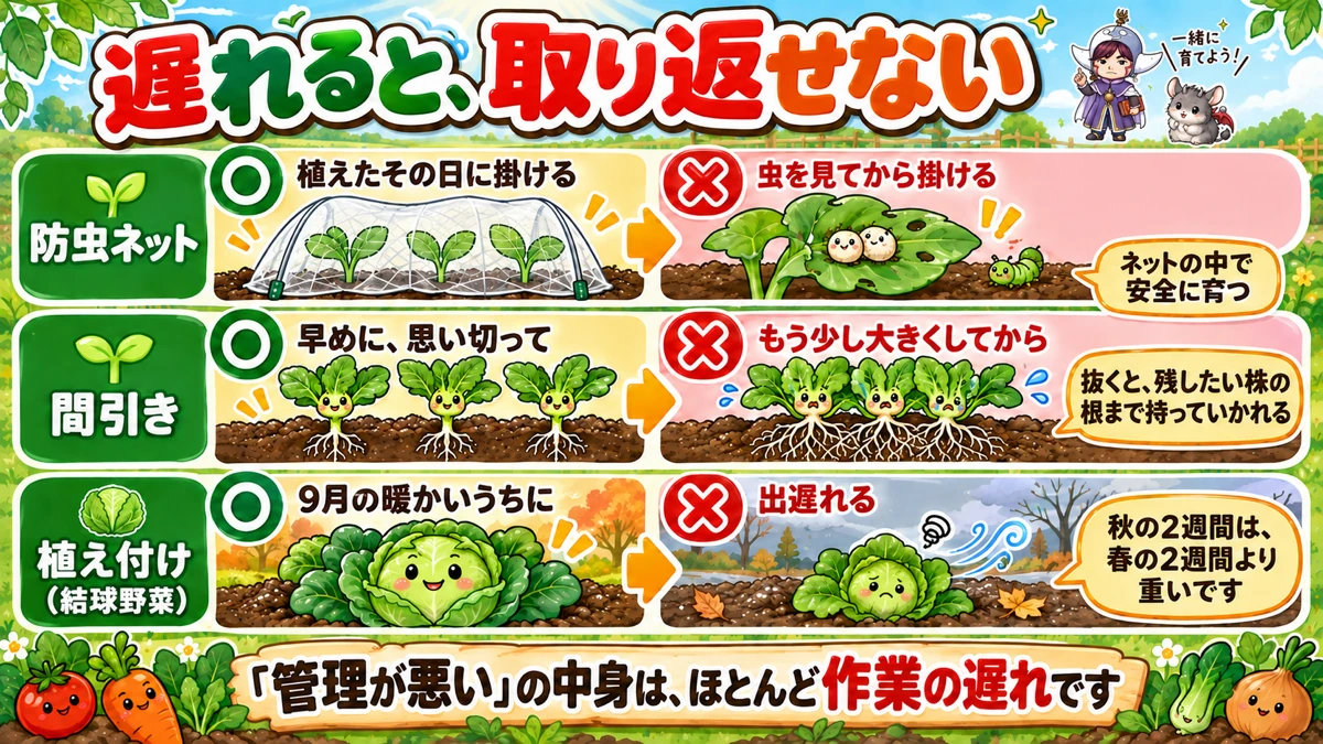 遅れが効く3つ