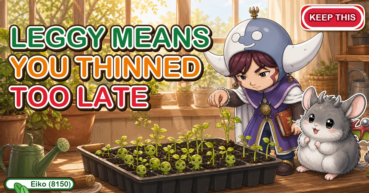 Leggy seedlings mean you thinned too late